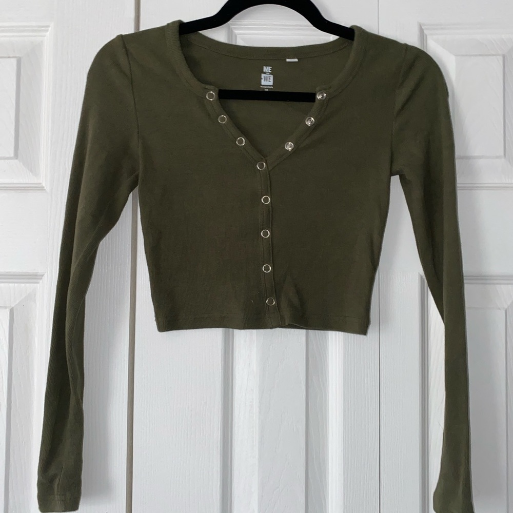 Pacsun green long sleeve crop top